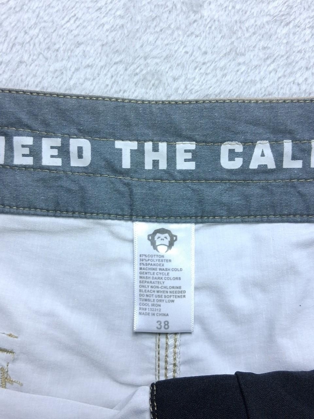 Men's Two-Tone Khaki and Blue Performance Shorts - Picture 7 of 9